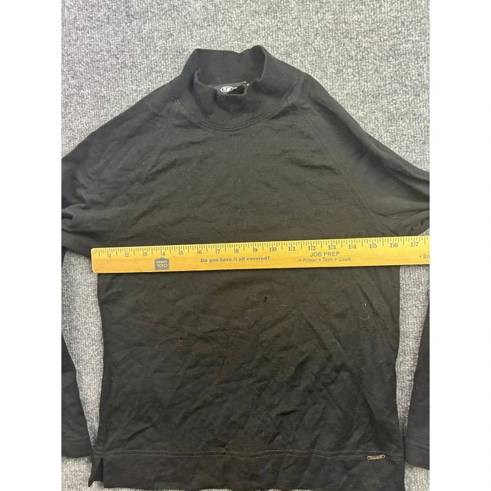 Line 7 Mock Neck Top Women XS Black 100% Merino Wool Long Sleeve Base Layer